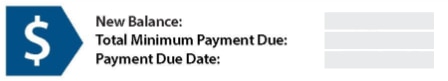 statement balance for New balance,Total Minimum due, Payment Due date