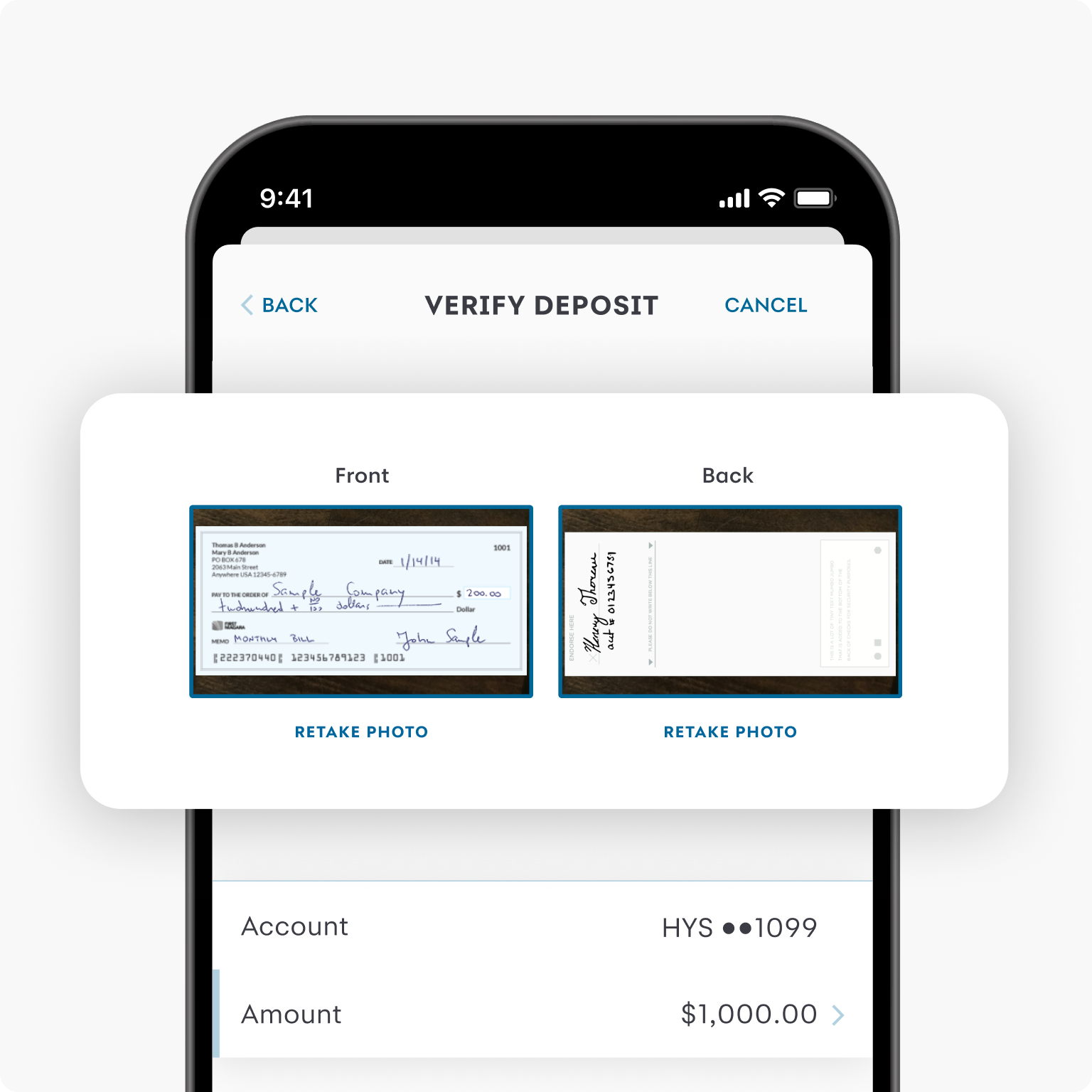 Deposit checks in a snap