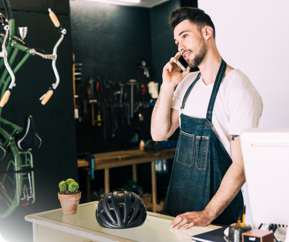 Store worker on phone