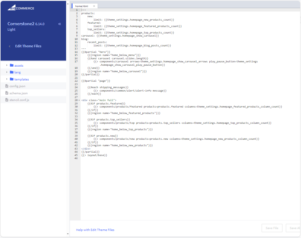 home.html will display in edit mode
