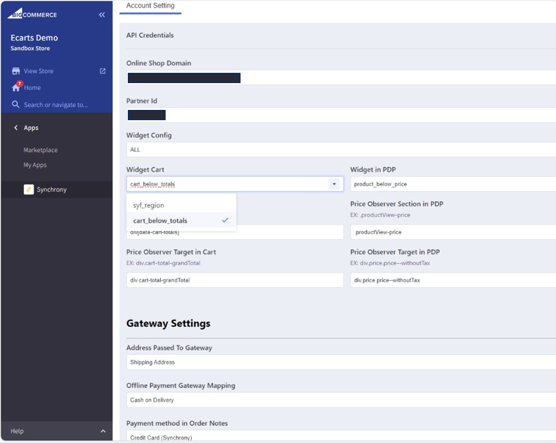 Widget Cart now has option syf_region