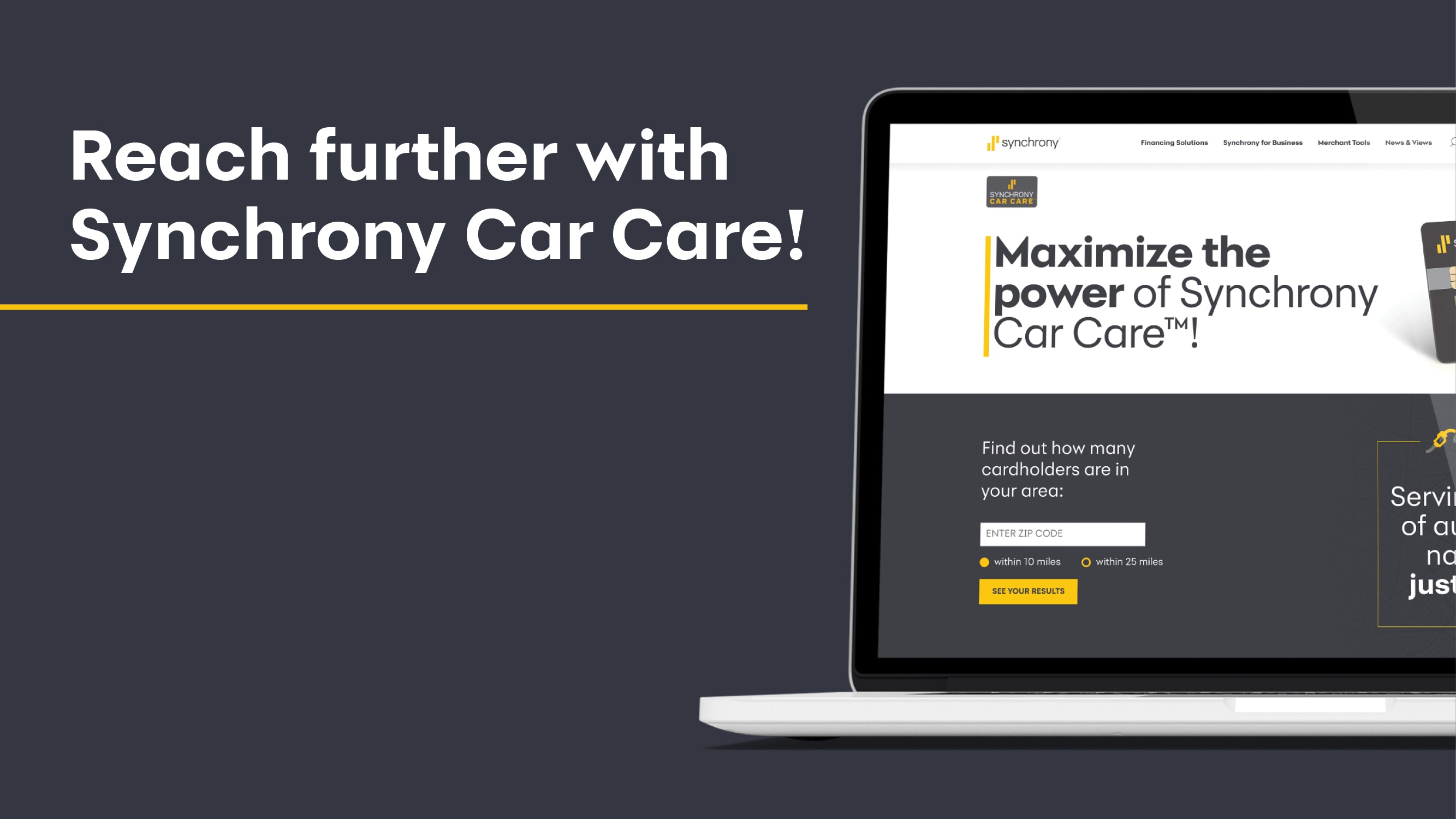 Image of laptop “Reach further with Synchrony Car Care!”