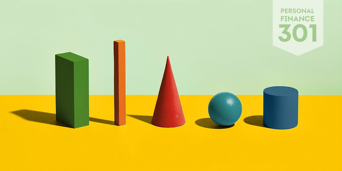 Different shapes in a line.